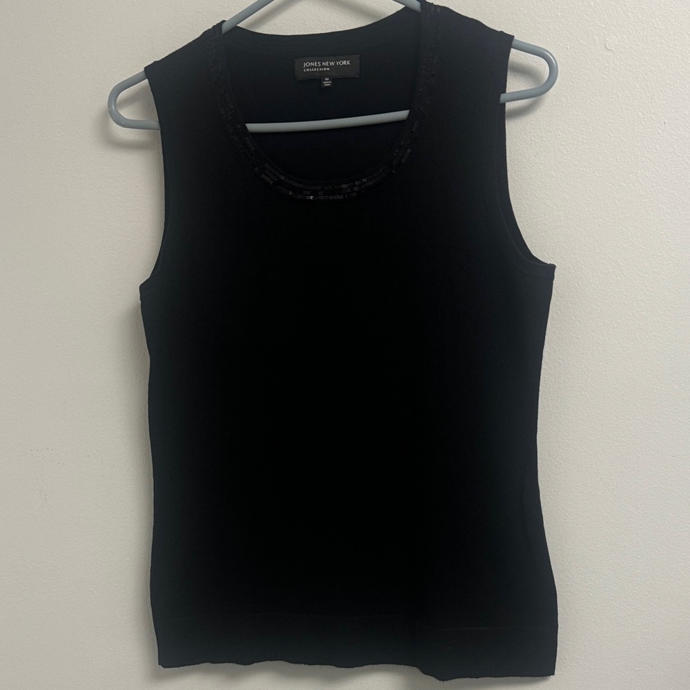 Jones New York Classic Black Sleeveless Top